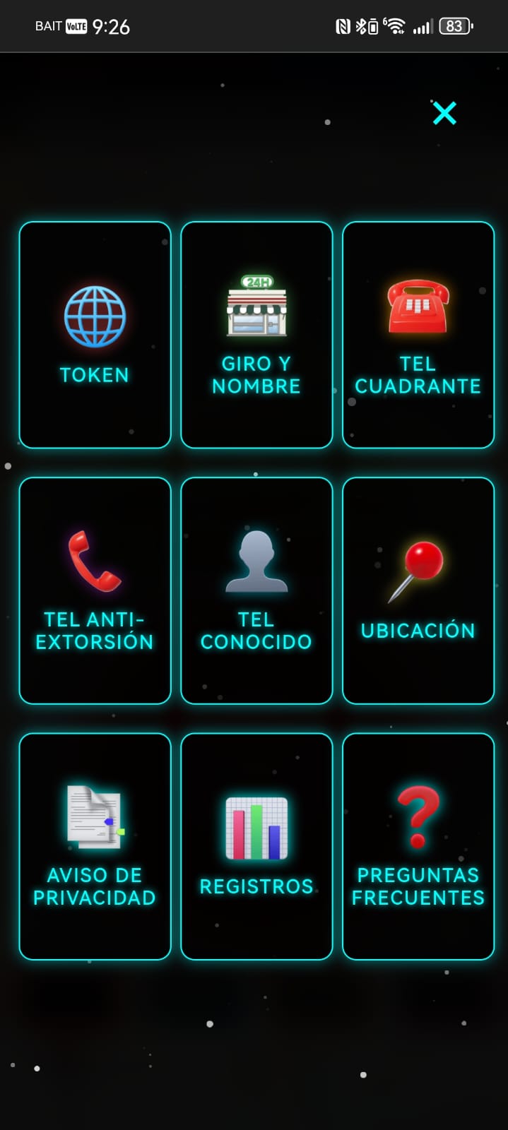 Menú de configuración