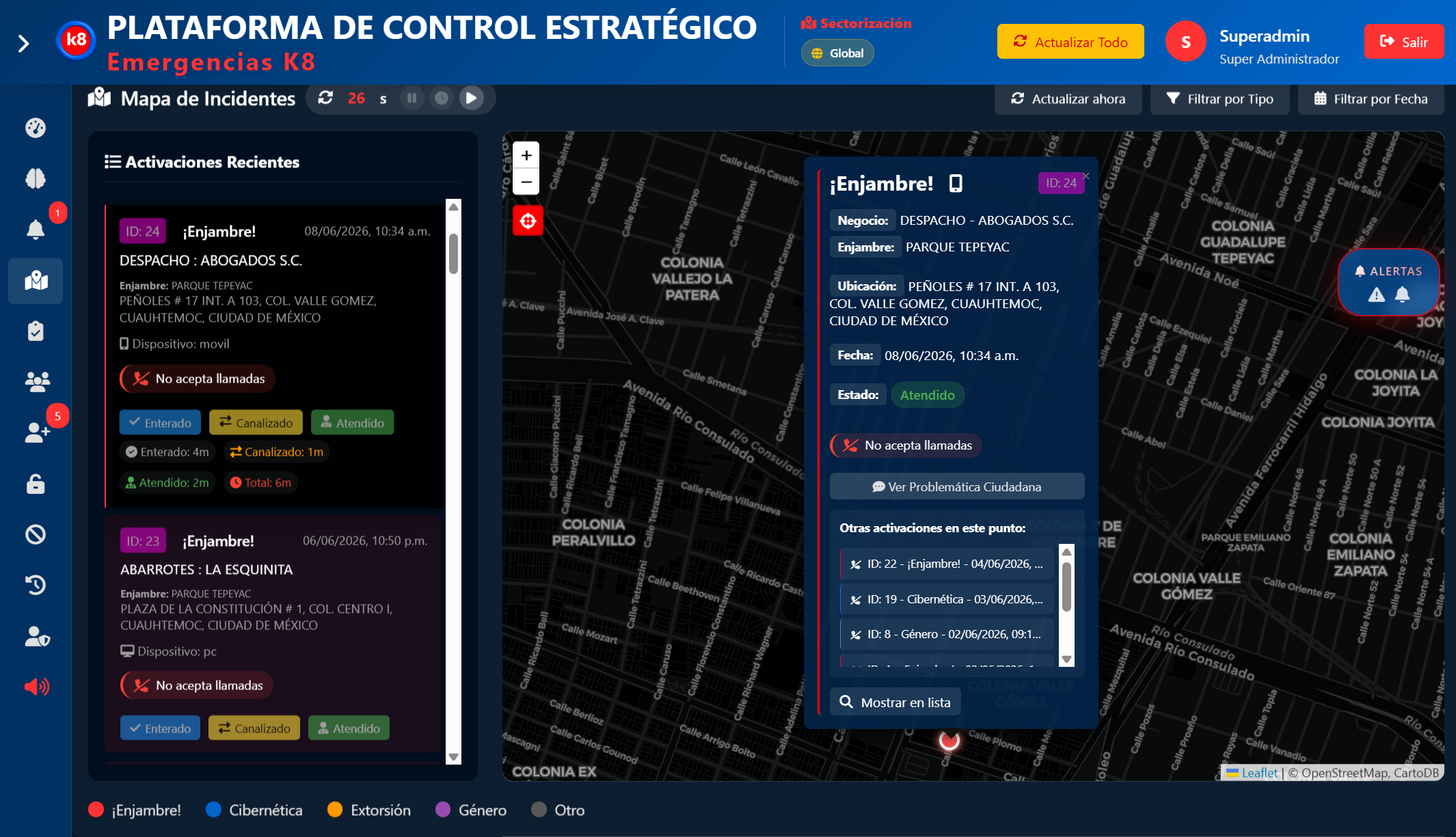 Mapa de Incidentes - Vista Geográfica